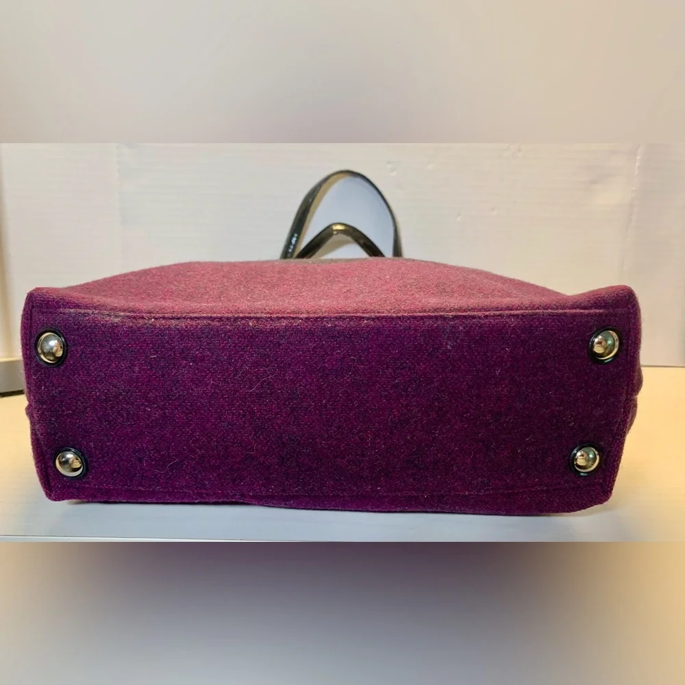 Coach Heritage North/South Stripe Black & Purple Wool Tote